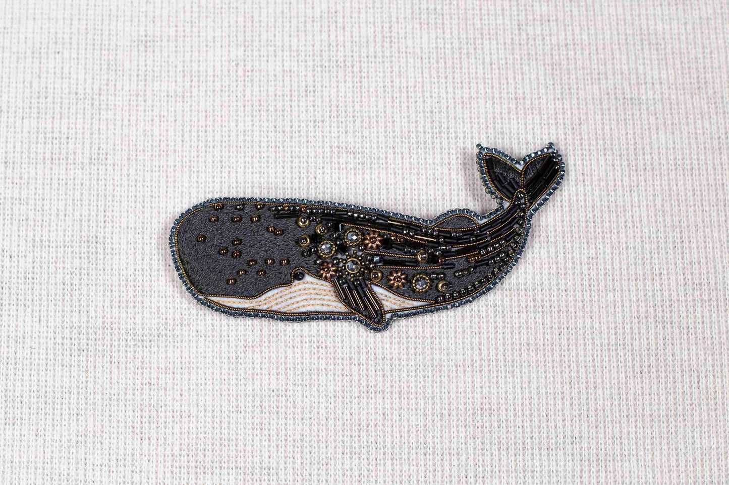 Whale - Readymade Beaded Brooch