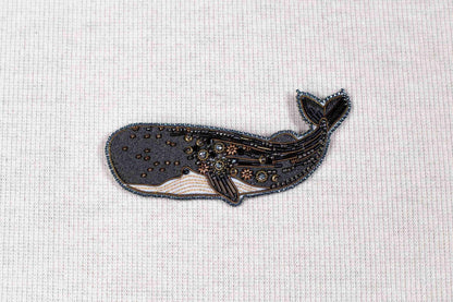 Whale - Readymade Beaded Brooch