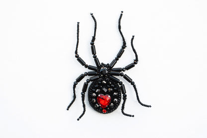 Black Widow Spider - Readymade Beaded Brooch
