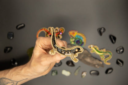 Gecko Lizard - Readymade Beaded Brooch