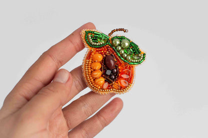 Apricot - Readymade Beaded Brooch