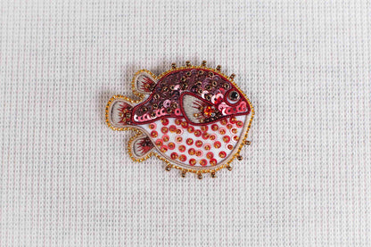 Pufferfish - Readymade Beaded Brooch