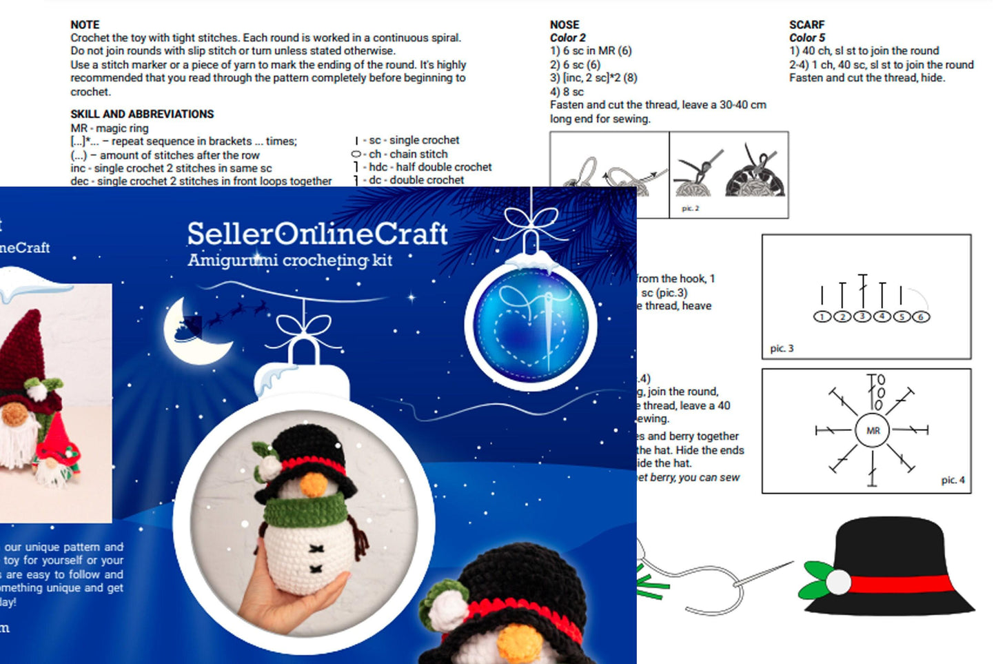 Plush Snowman - Crochet Amigurumi DIY kit
