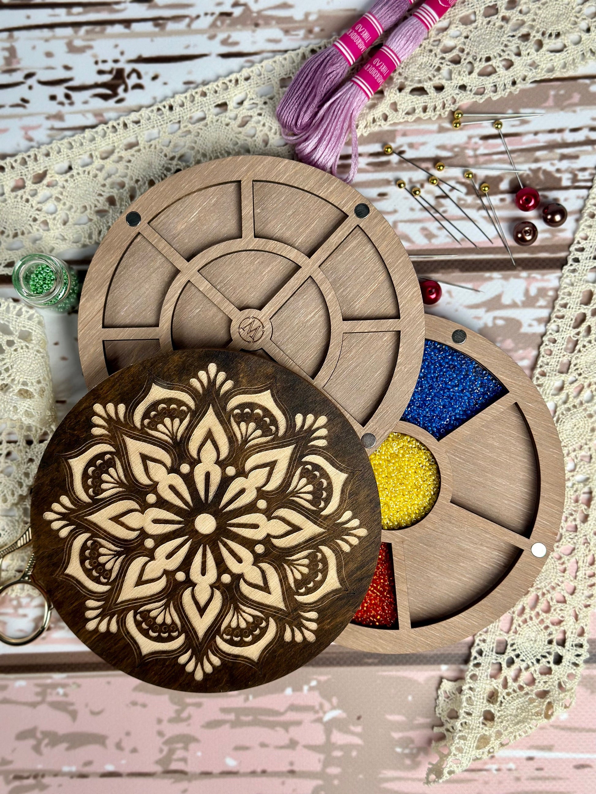 a group of craft supplies sitting on top of a table