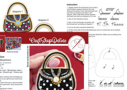 The image is a collage of various images related to beading and embroidery, including a hand holding a beaded object, a diagram, and a pattern. The collage appears to be a collection of images showcasing different aspects of beading and embroidery techniques and materials.