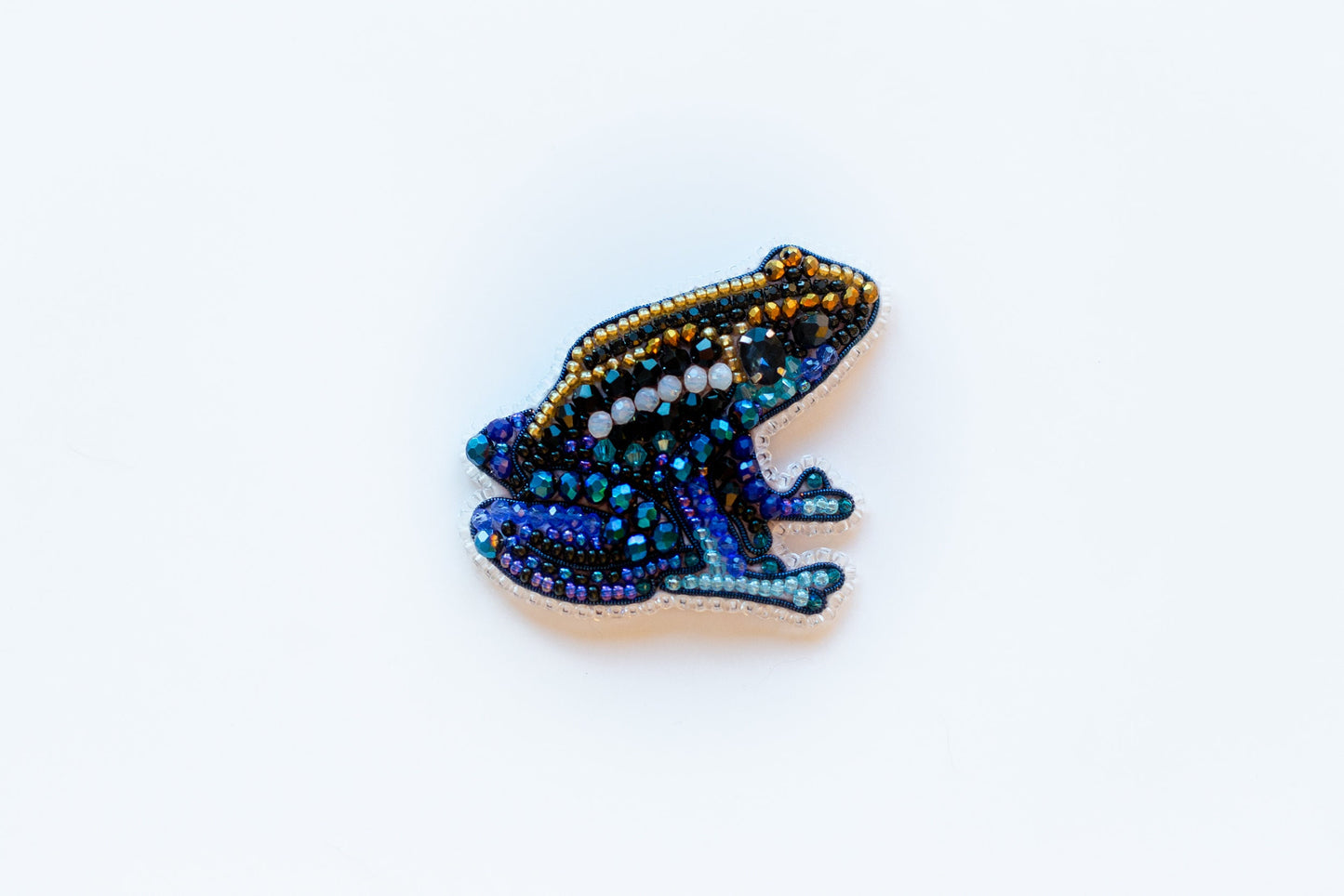 Blue Frog - Readymade Beaded Brooch