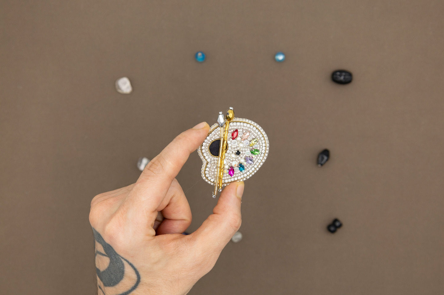 Artist Palette - Readymade Beaded Brooch