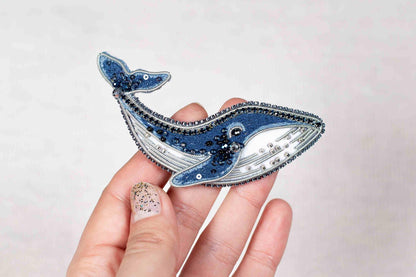 Blue Whale  - Readymade Beaded Brooch