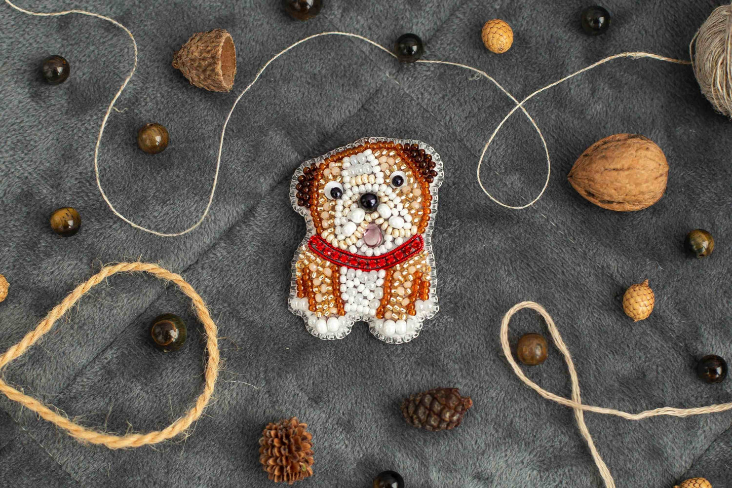 English Bulldog - Readymade Beaded Brooch