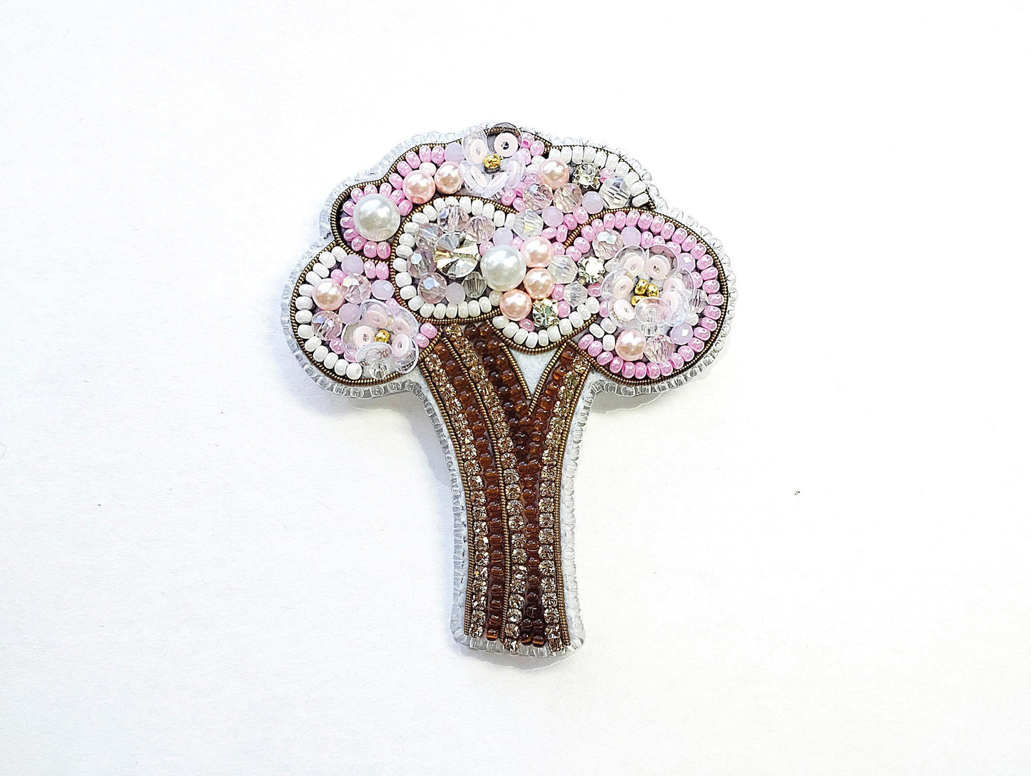 Bead Embroidery Kit Spring Tree. Seed Bead Brooch kit. DIY Craft kit. Plant Beading kit. Needlework beading. Handmade Jewelry Making Kit