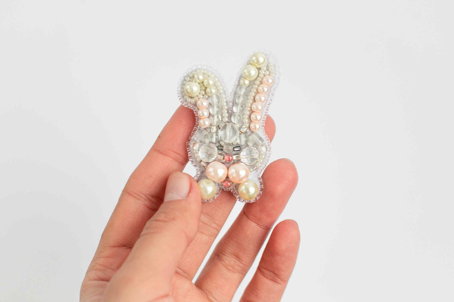 White Rabbit - Readymade Beaded Brooch