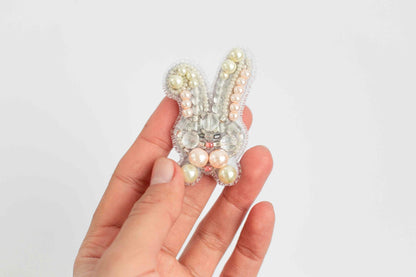 White Rabbit - Readymade Beaded Brooch