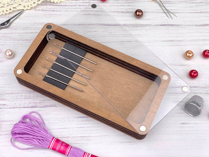 Wooden Craft Organizer Box with Clear Lid