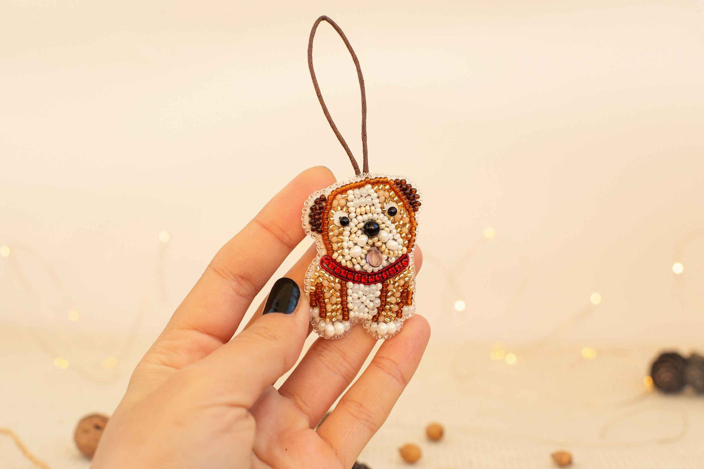 English Bulldog - Readymade Beaded Brooch