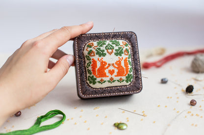 Wooden Pin Cushion Box - DIY Sewing Box Kit with Embroidery Storage Lid