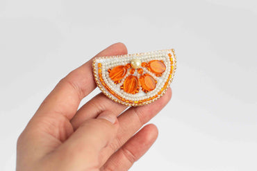 Orange Slice  - Readymade Beaded Brooch
