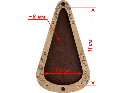 a wooden object with measurements for it