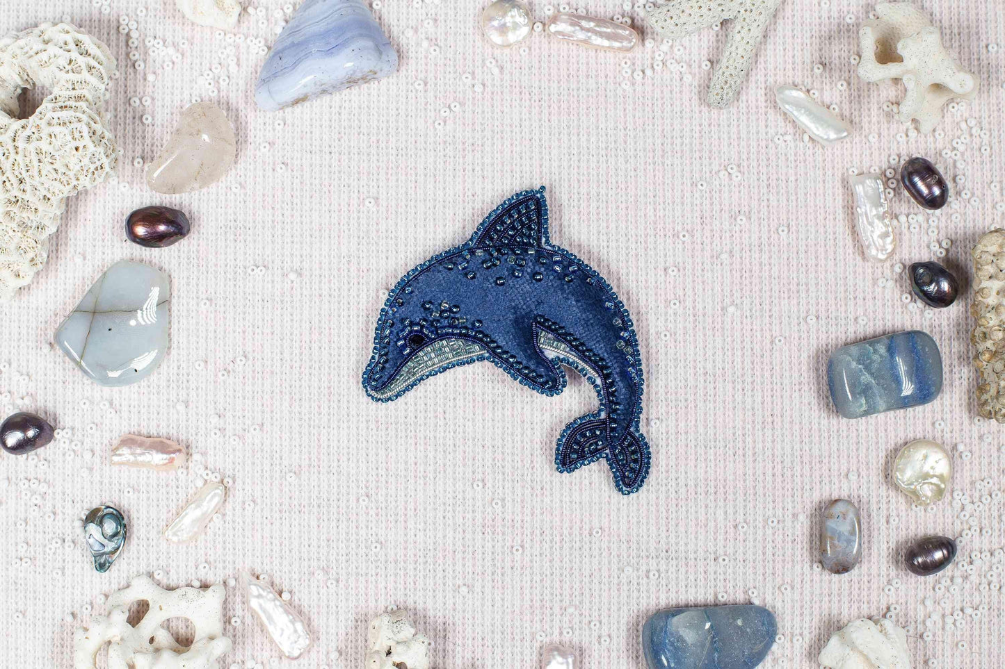 Dolphin - Readymade Beaded Brooch