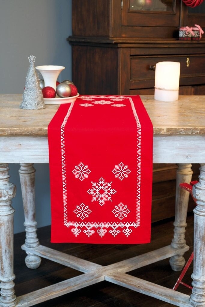 Christmas Table Runner Cross stitch Embroidery DIY Kits