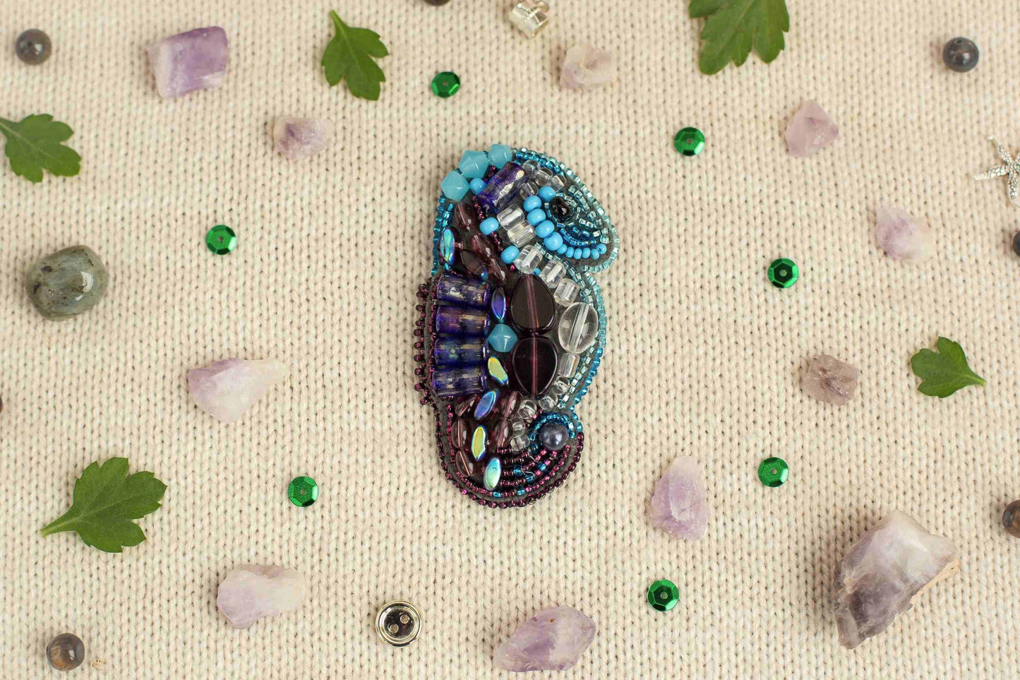 Seahorse- Readymade Beaded Brooch