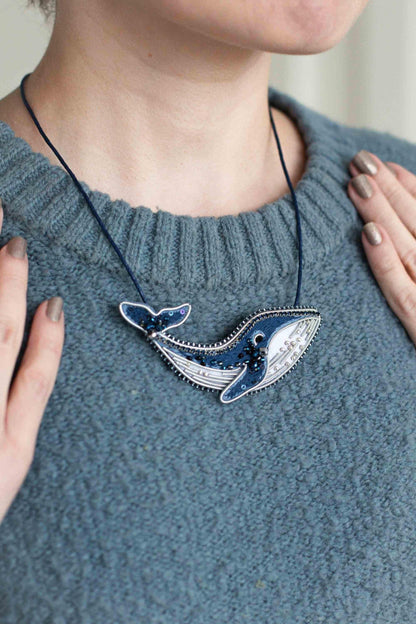 Blue Whale  - Readymade Beaded Brooch