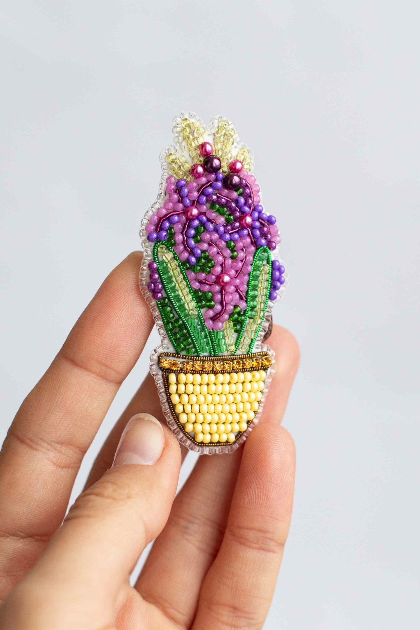 Hyacinth Flower - Readymade Beaded Brooch