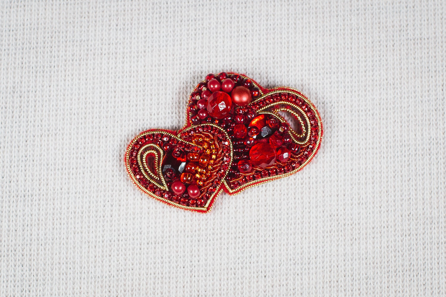 Romantic Hearts- Readymade Beaded Brooch