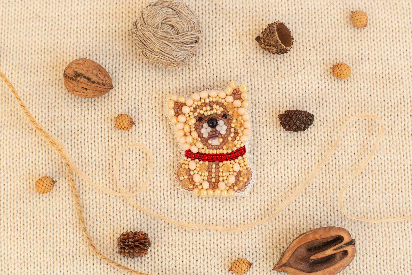Chow Chow Dog - Readymade Beaded Brooch