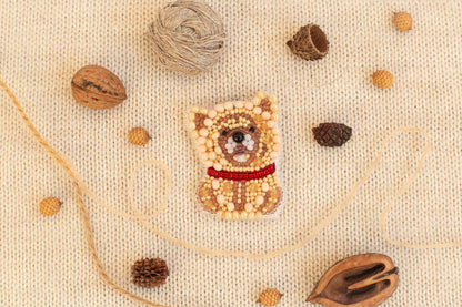 Chow Chow Dog - Readymade Beaded Brooch