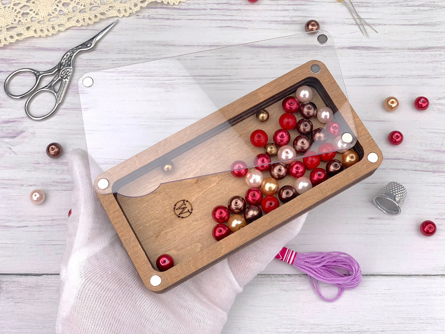 Wooden Craft Organizer Box with Clear Lid