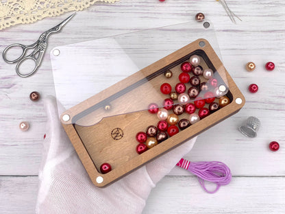 Wooden Craft Organizer Box with Clear Lid