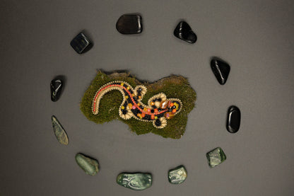 Salamander Lizard - Readymade Beaded Brooch