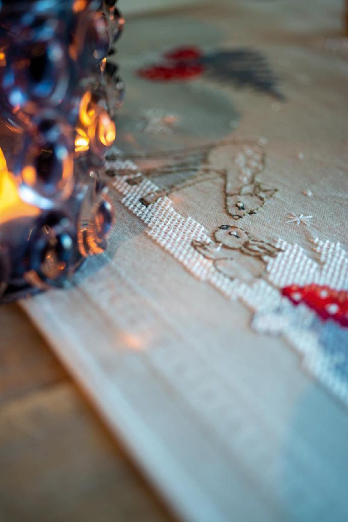 Winter Forest Cross Stitch Table Runner Kit | DIY Embroidery Set