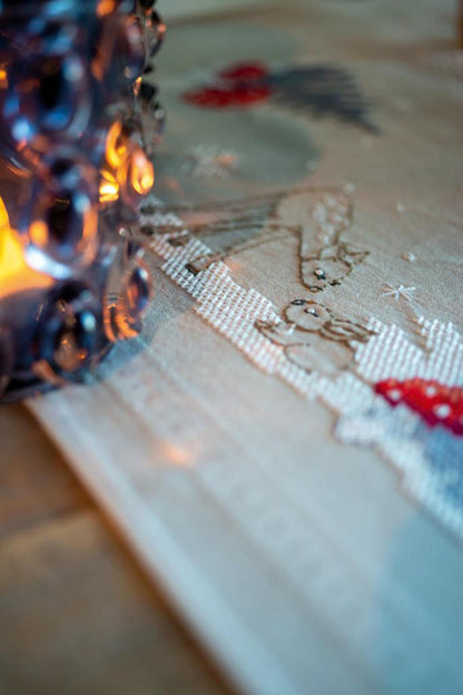 Winter Forest Cross Stitch Table Runner Kit | DIY Embroidery Set