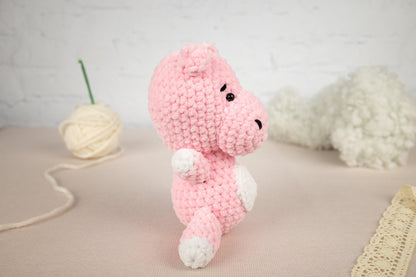 Crochet Hippo Plushie - Amigurumi Toys Readymade