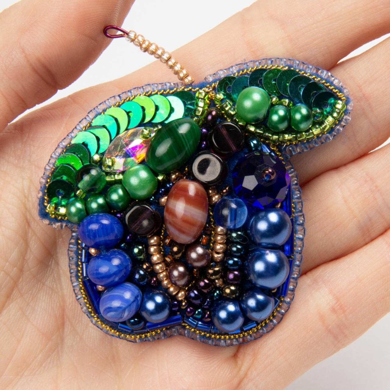 Plum - Readymade Beaded Brooch