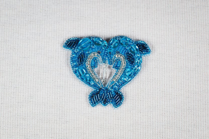 Blue Dolphins - Readymade Beaded Brooch