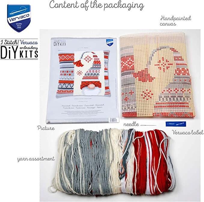 Scandinavian Gnome Pillow Cross Stitch Kit | DIY Christmas Cushion Cover