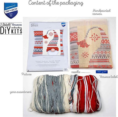 Scandinavian Gnome Pillow Cross Stitch Kit | DIY Christmas Cushion Cover