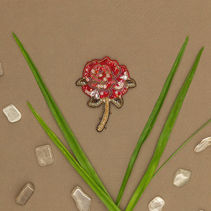 Rose Flower - Readymade Beaded Brooch