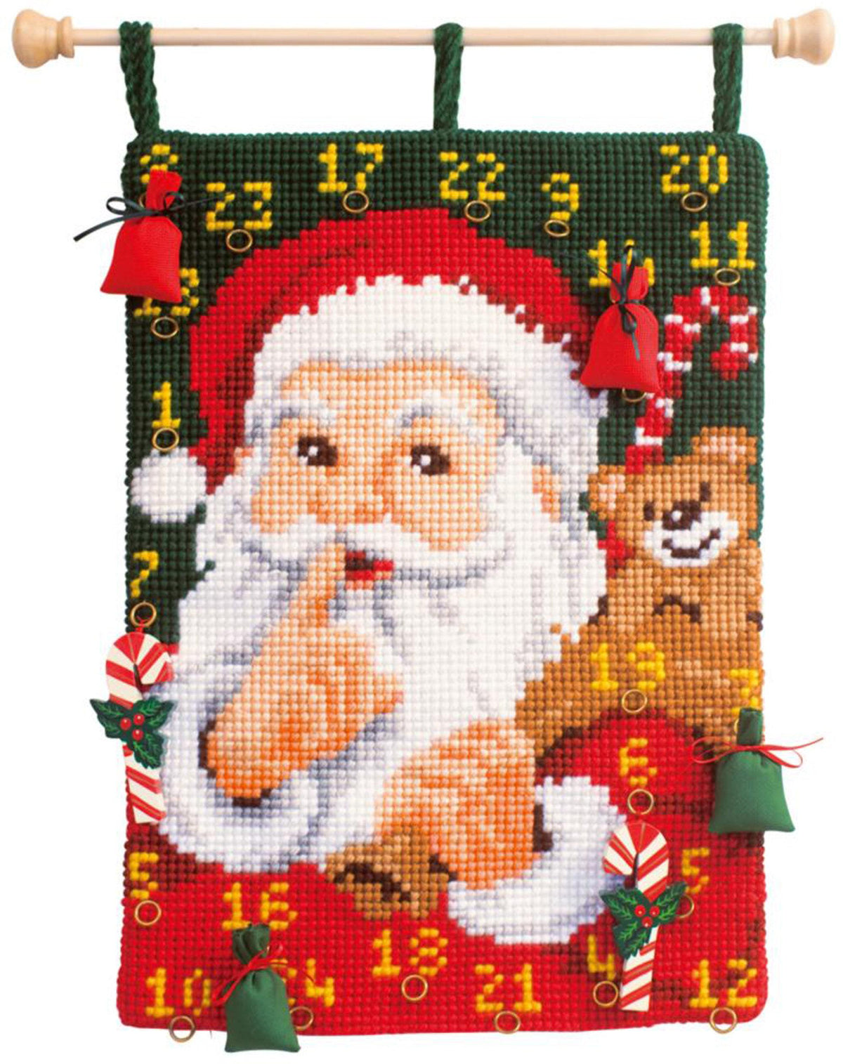 Santa Advent Calendar Cross Stitch Kit: Christmas Countdown DIY
