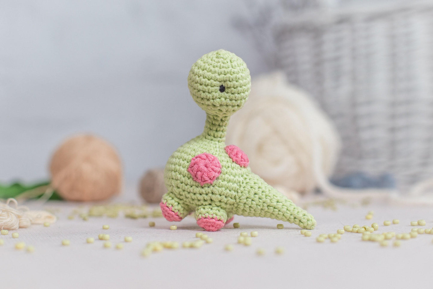a crocheted toy sitting on top of a table