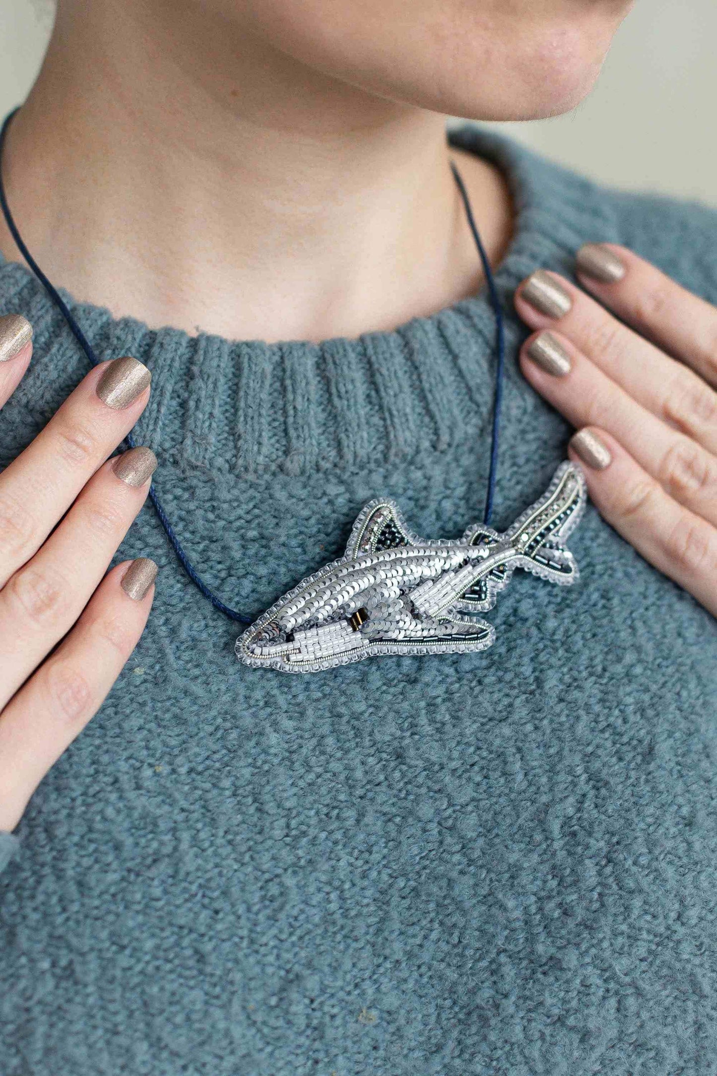 Shark Fish - Readymade Beaded Brooch