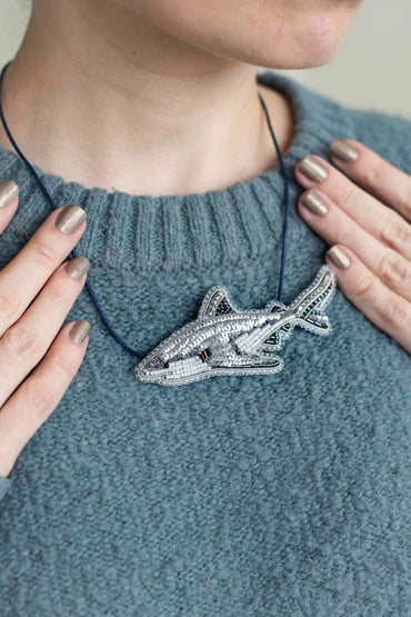 Shark Fish - Readymade Beaded Brooch
