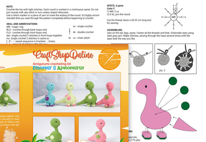 a brochure with a picture of a toy dinosaur
