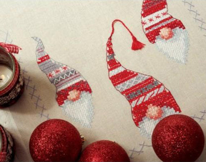 Christmas Gnomes Table Runner Cross stitch Embroidery DIY Kits