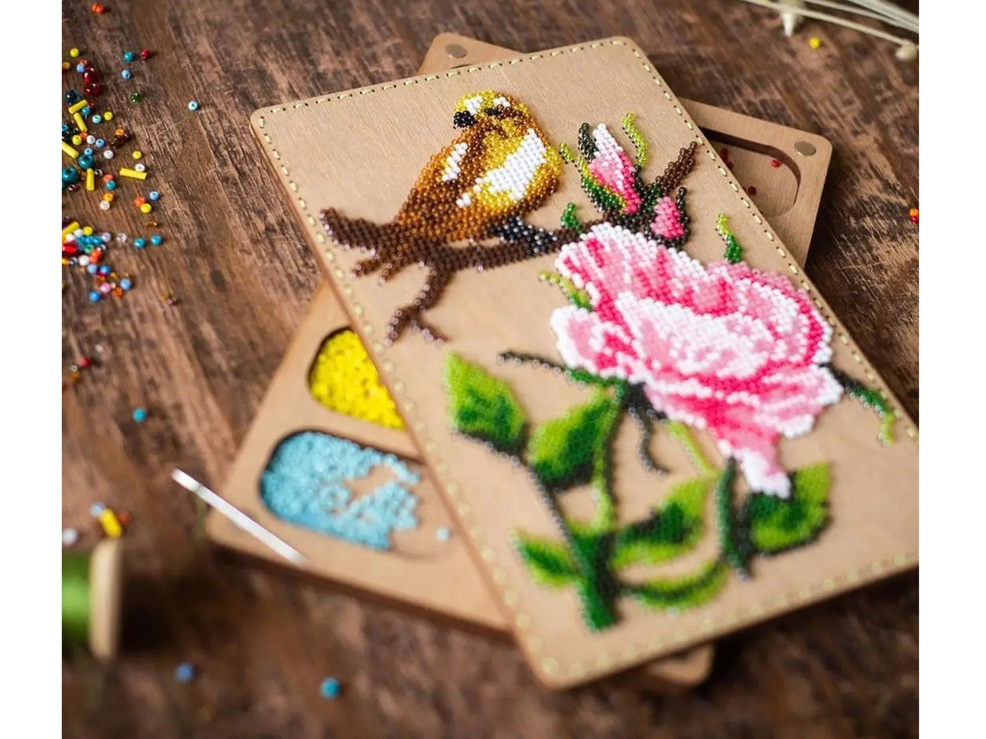 a couple of coasters that are on a table