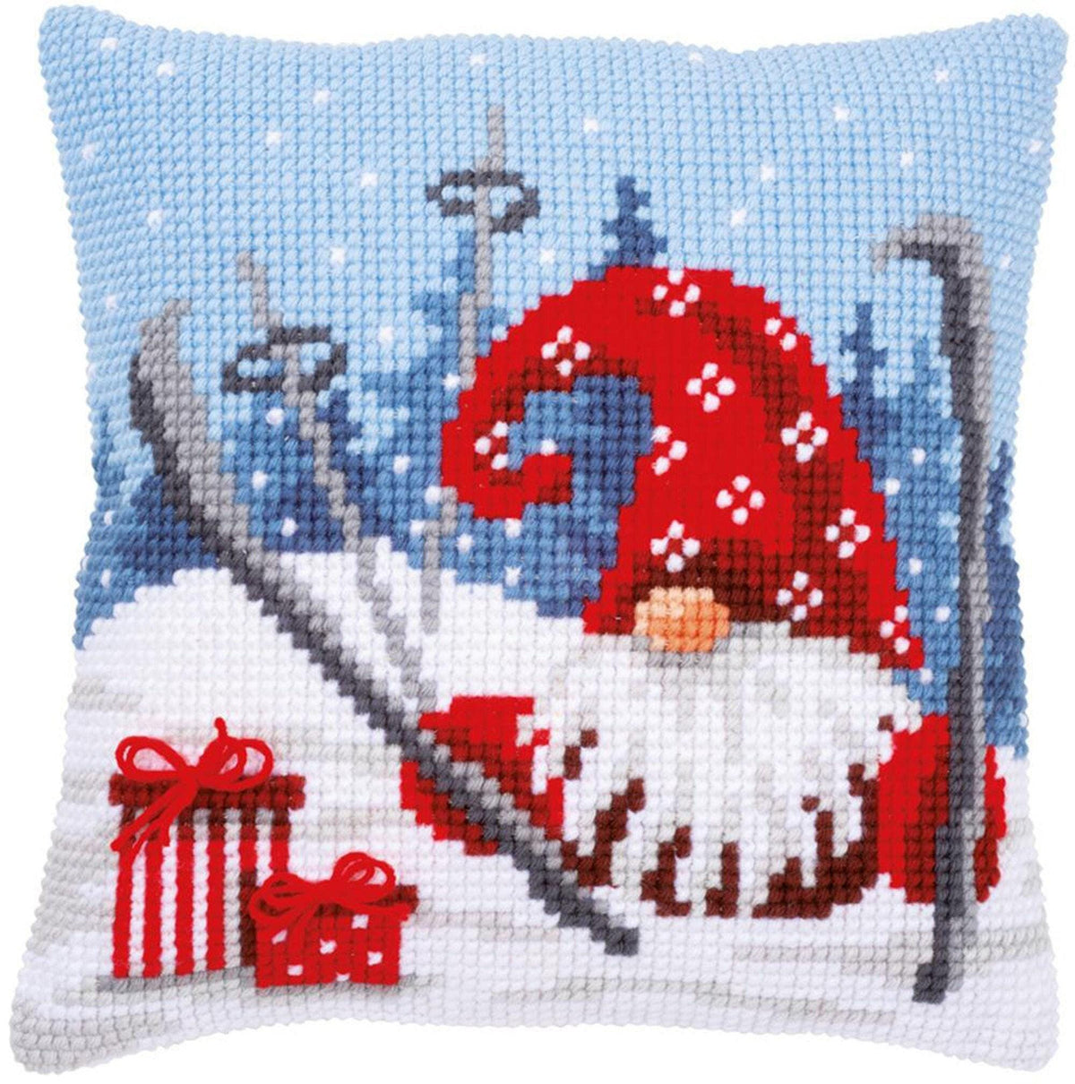Christmas Gnomes Embroidery Pillow Kit | DIY Beaded Cushion Cover