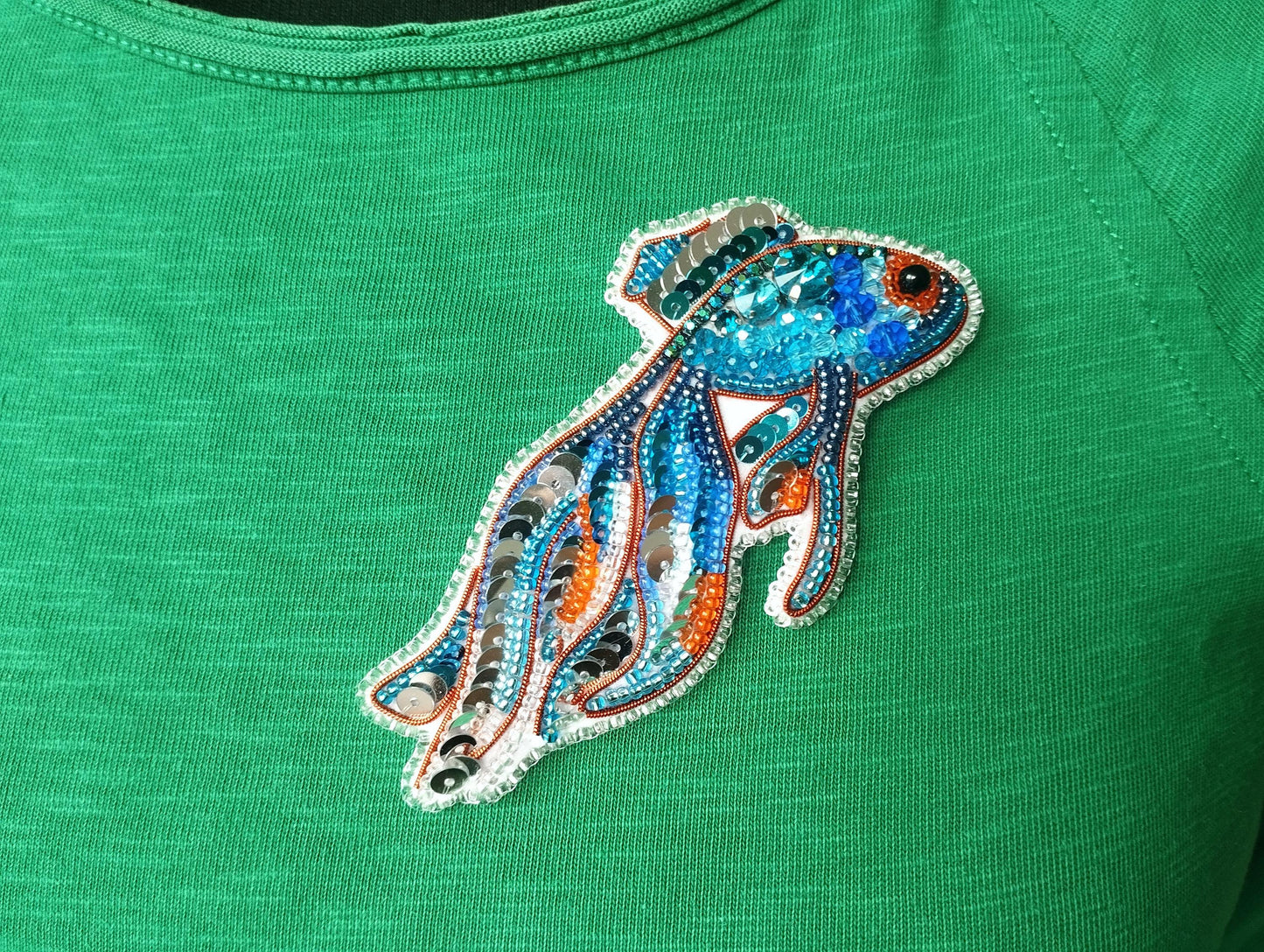 Veiltail Fish - Readymade Beaded Brooch