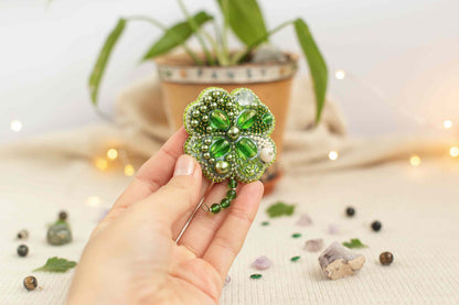 Clover - Readymade Beaded Brooch